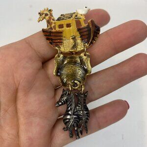 Don Lin Enamel Noah’s Ark Signed Brooch Pin